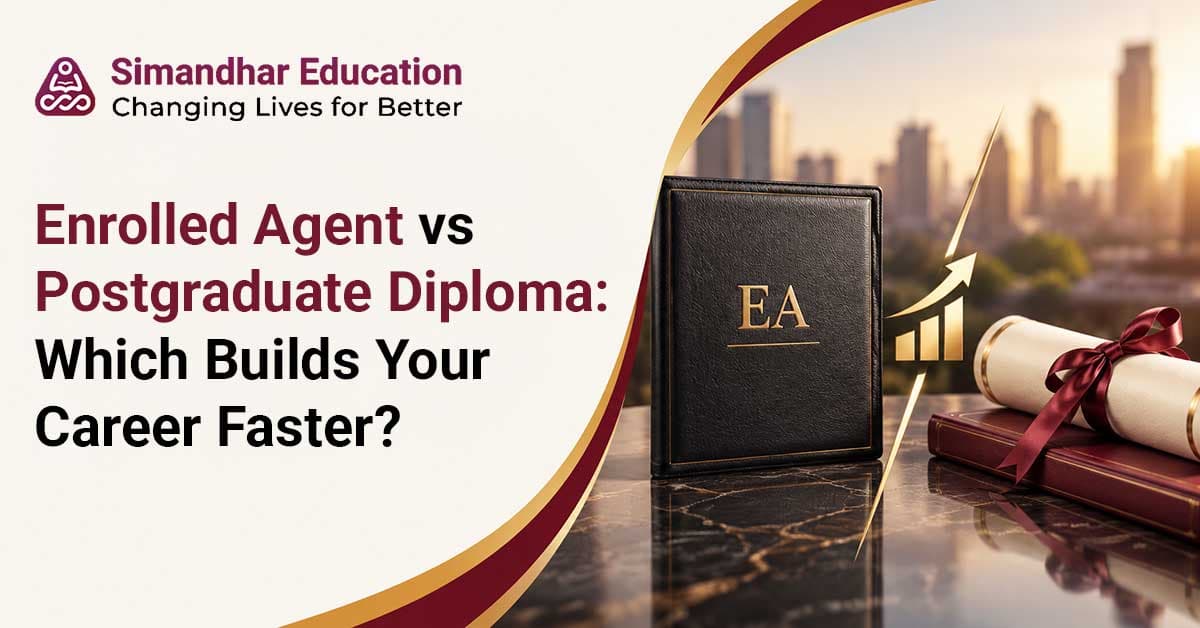 Graduate comparing Enrolled Agent and postgraduate diploma pathways based on course duration, eligibility, costs, career opportunities, and US taxation roles.